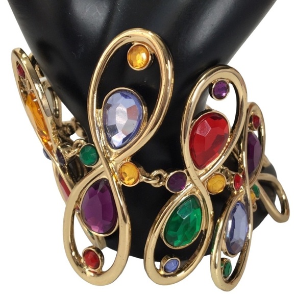 Gold Bracelet and earrings Set with multi colors - Picture 3 of 15